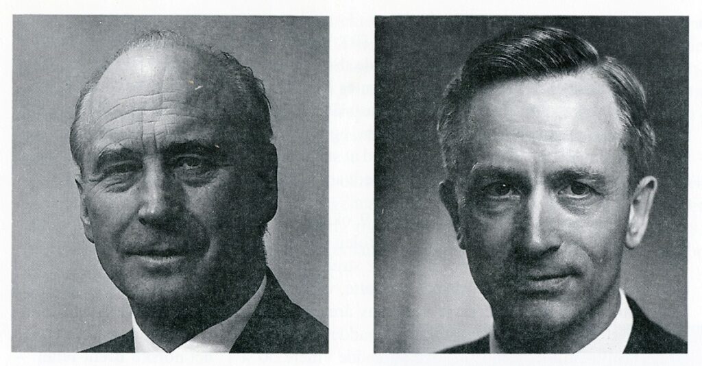 Jens Chr. Hauge og Vidkunn Hveding. Statoils første styreleder og nestleder. Kilde: Norsk Oljehistorie. Norsk Petroleumsforening, Leseselskapet, Oslo, 1992. Tore Jørgen Hanisch og Gunnar Nerheim. Side 285.