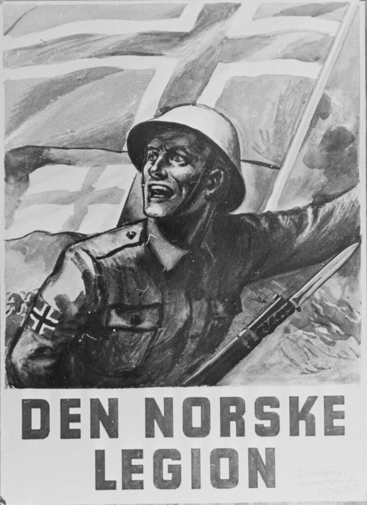 Plakat juli 1941 (Arkivverket/Riksarkivet/NTBs krigsarkiv/RA/PA-1209/U/Uj/L0219d).
