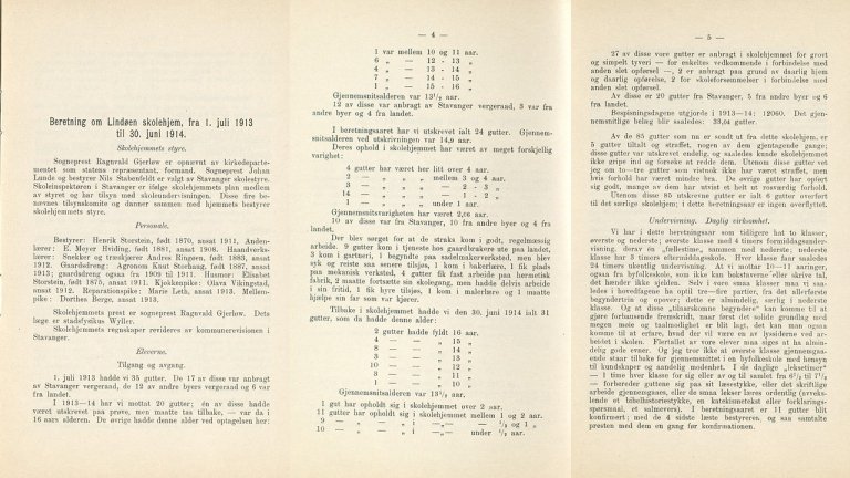 Opening pages of Lindøy Reformatory School annual report, 1913–1914.
