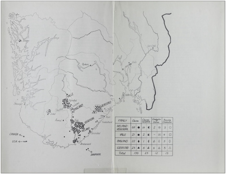 Kartutdrag fra Ørbeck og Quelpruds bok fra 1954