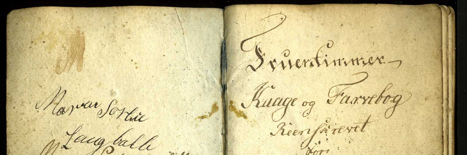Utsnitt av kokeboka (Statsarkivet i Stavanger, privatarkiv nr. 1464 – Langballe, Hulleborg).