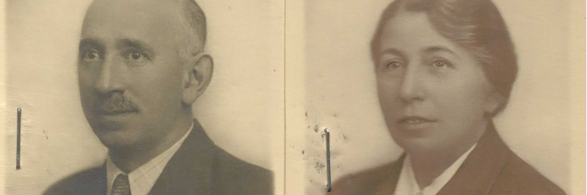 Utsnitt av passfotoene på søknadene til Jakob og Jeanette Reichwald om oppholdstillatelse i Norge. Stavanger politikammer Hcb - Fremmedsaker 1938-1939, Hcb L0002