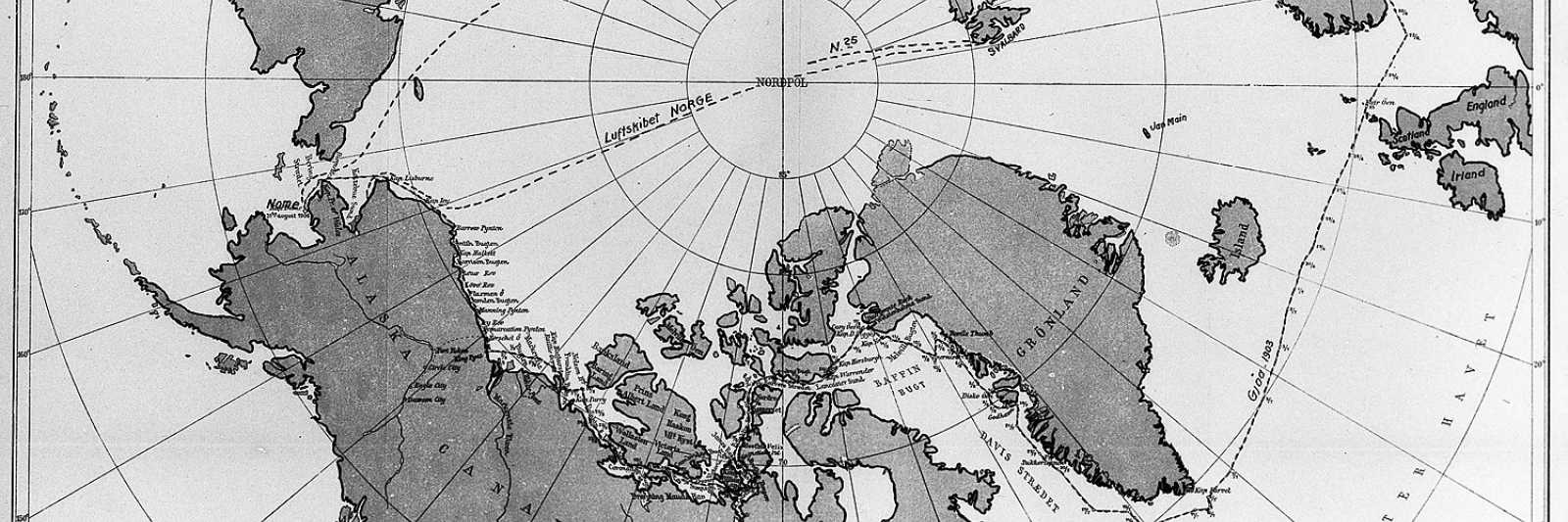 Gjøas rute igjennom Nordvestpassasjen. Fotograf: Anders Beer Wilse, Norsk Folkemuseum.