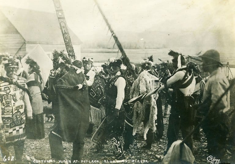 Potlatch ceremony among the Tlingit. Photographer: Eric A. Hegg.