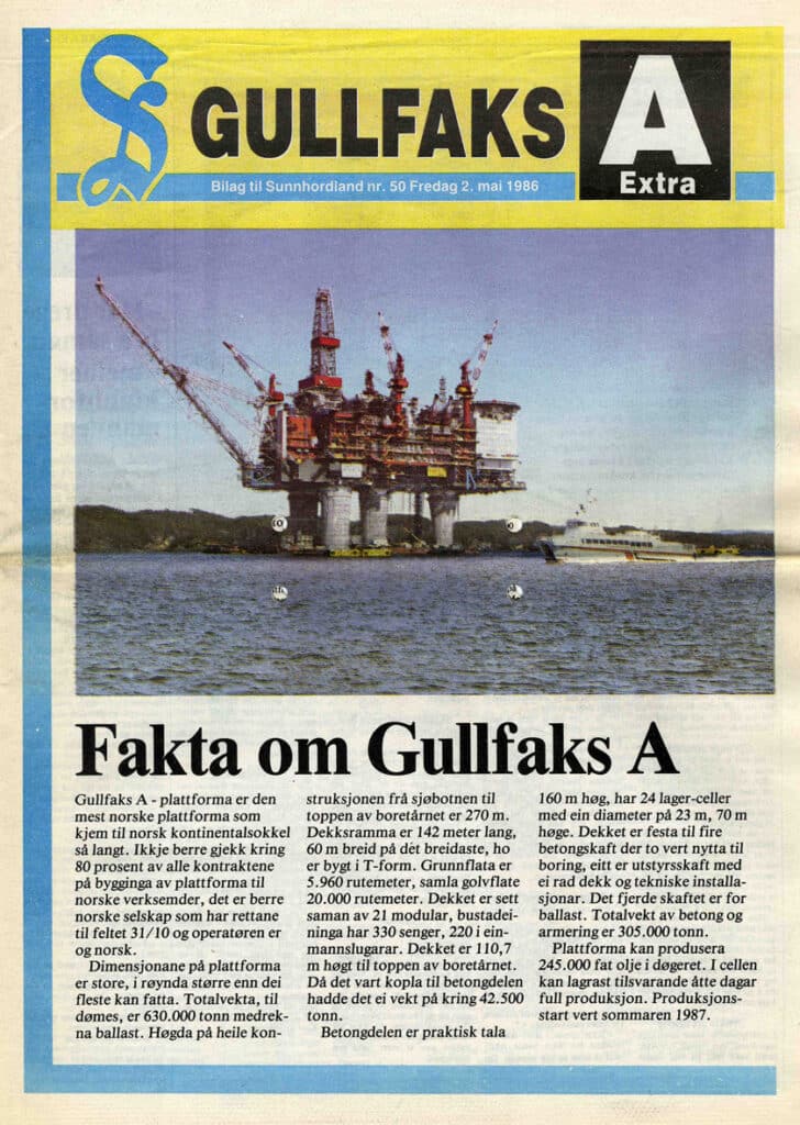 Første fase av utbyggingen kunne nå settes i gang. Gullfaks skulle vise seg å bli tidenes mest ”norske” plattform. For første gang skulle et felt bygges ut med norske eiere, norsk operatør, norsk arbeidsspråk og i hovedsak norske leverandører. Hele 80% av kontraktene på byggingen av plattformen gikk til norske selskaper. Norwegian Contractors sikret seg kontrakten for betongstrukturen, mens Aker Stord Verft AS sto for dekksmontering og sammenkobling av dekk og betongstruktur. Driftsorganisasjonen ble plassert i Bergen og Hovedforsyningsbasene ble Coast Centre Base på Sotra og Fjord Base i Florø. Gullfaks A ble bygget som en Condeep- platform, med betongunderstell og dekk av stål. Det var en fullt integrert plattform, dvs. en kombinert bore-, produksjons- og boligplattform, spesielt tilpasset de tøffe forholdene i Nordsjøen.