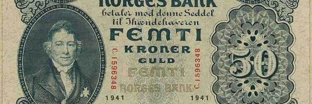 Under pengesaneringa hausten 1945 måtte setlar som denne (frå 1941) vekslast i nye.