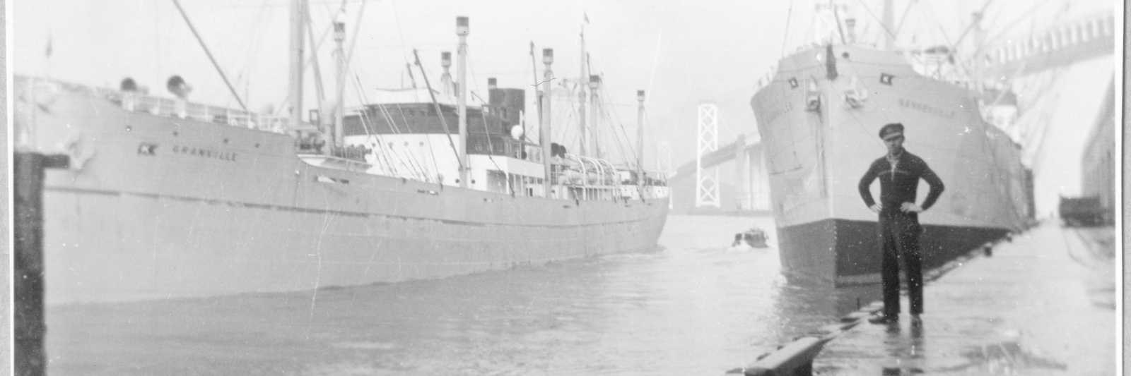 Illustrasjonsfoto: M/S "Granville" og M/S "Nansenville". Laveness & Co, Oslo 9000 T.DW. Tatt ved Pier 22, San Francisco 1936. Begge i engelsk tjeneste.Illustrasjonsfoto: M/S "Granville" og M/S "Nansenville". Laveness & Co, Oslo 9000 T.DW. Tatt ved Pier 22, San Francisco 1936. Begge i engelsk tjeneste.