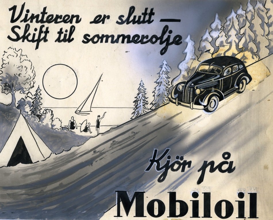 Reklame for Mobiloil på 1960-tallet.