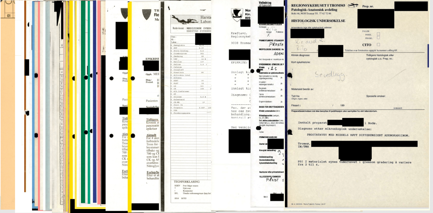 Bilde 2: Eksempel på ustrukturerte helsedata / sider i pasientjournaler