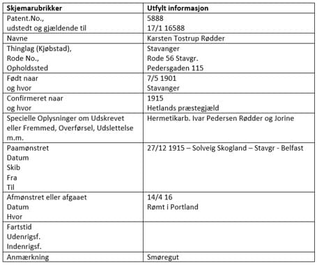 Informasjonen om Karsten i annotasjonsrullen.