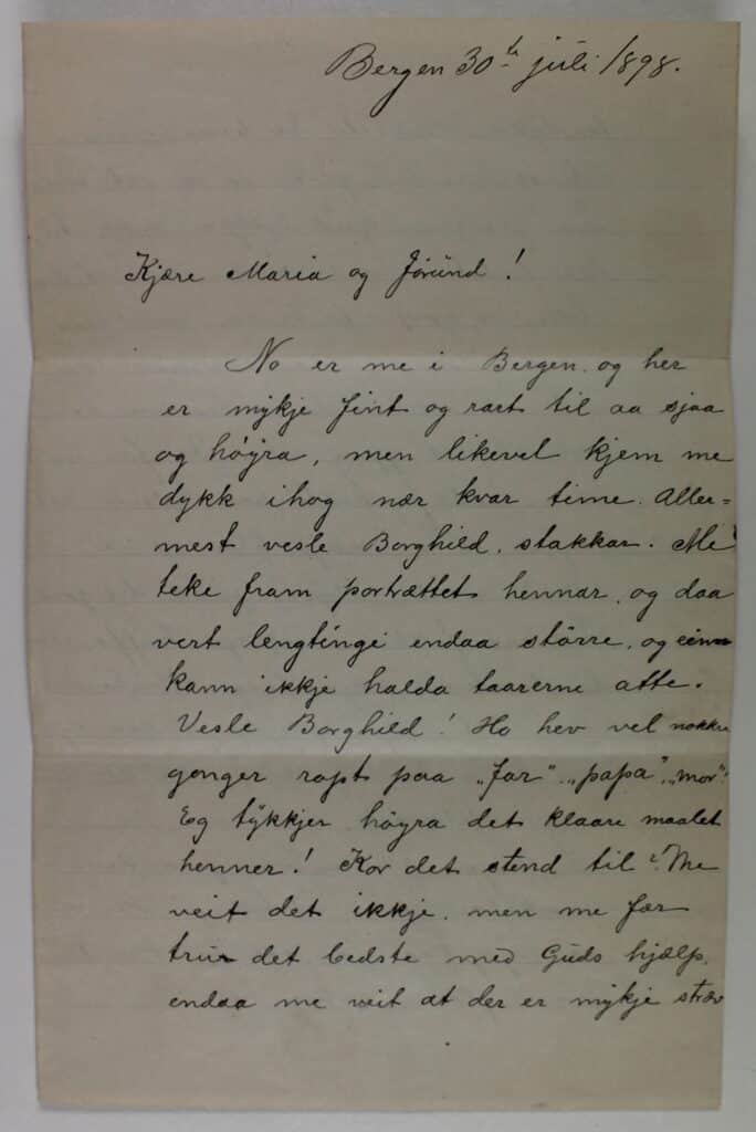 Brevet fra foreldrene er skrevet sommeren 1898. Jørund var da 11. år.