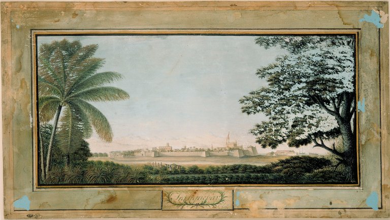 Trankebar malt av Peter Anker, guvernør der fra 1786. I tillegg til embetsmann var Anker også kunstner og kunstsamler. Han samlet mange bilder fra sin tid i koloniene, både malt av ham selv og av andre. Samlingen hans blir oppbevart på Kulturhistorisk museum i Oslo.