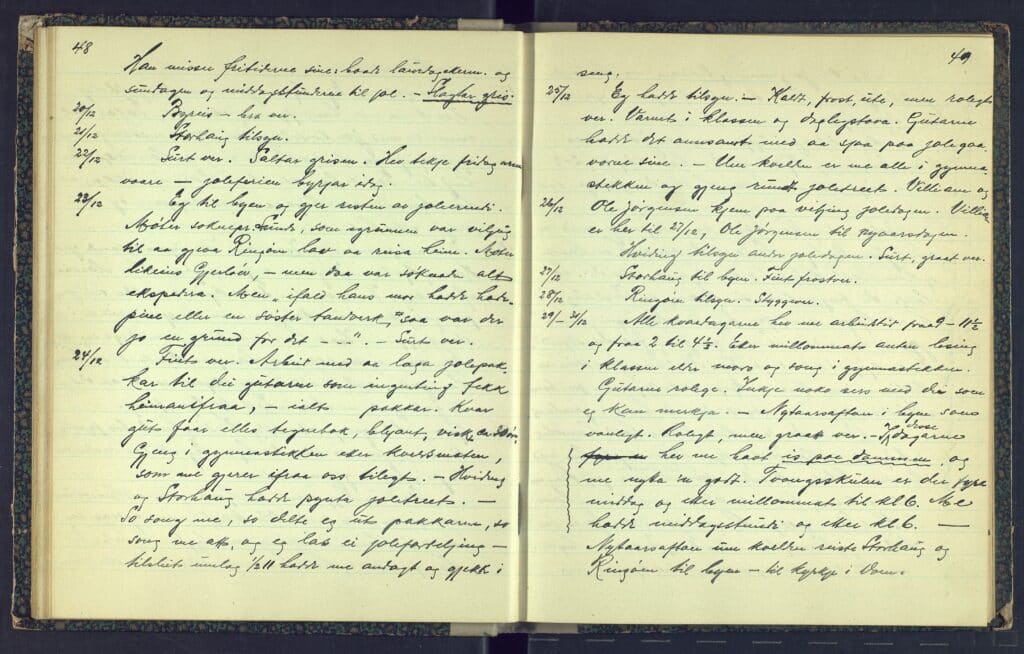 Utdrag fra dagboken om julefeiring på Lindøy i 1913.