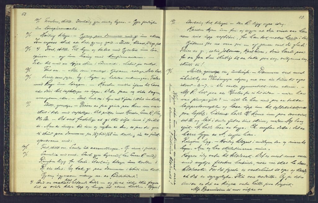 Utdrag fra Storsteins dagbok om episoder der Karsten omtales, 1914.