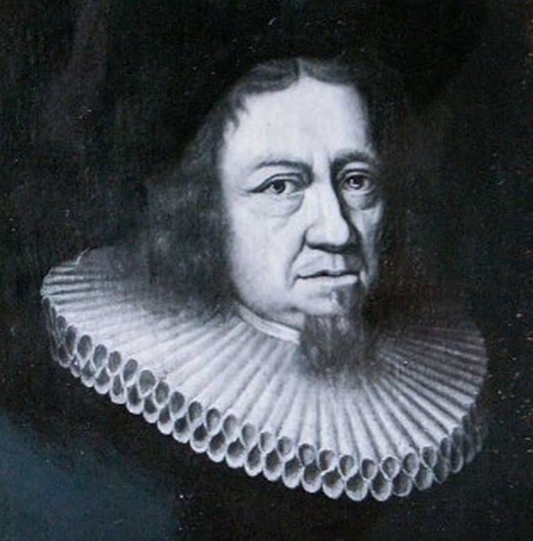 Biskop Niels Enevoldsen Randulf (1630-1711) er den lengstsittende biskop i Bergen. Ser noen slektslikheten med hans angivelige farfar kong Christian IV? (Utsnitt fra maleri i Bergen domkirke Wikimedia Commons)